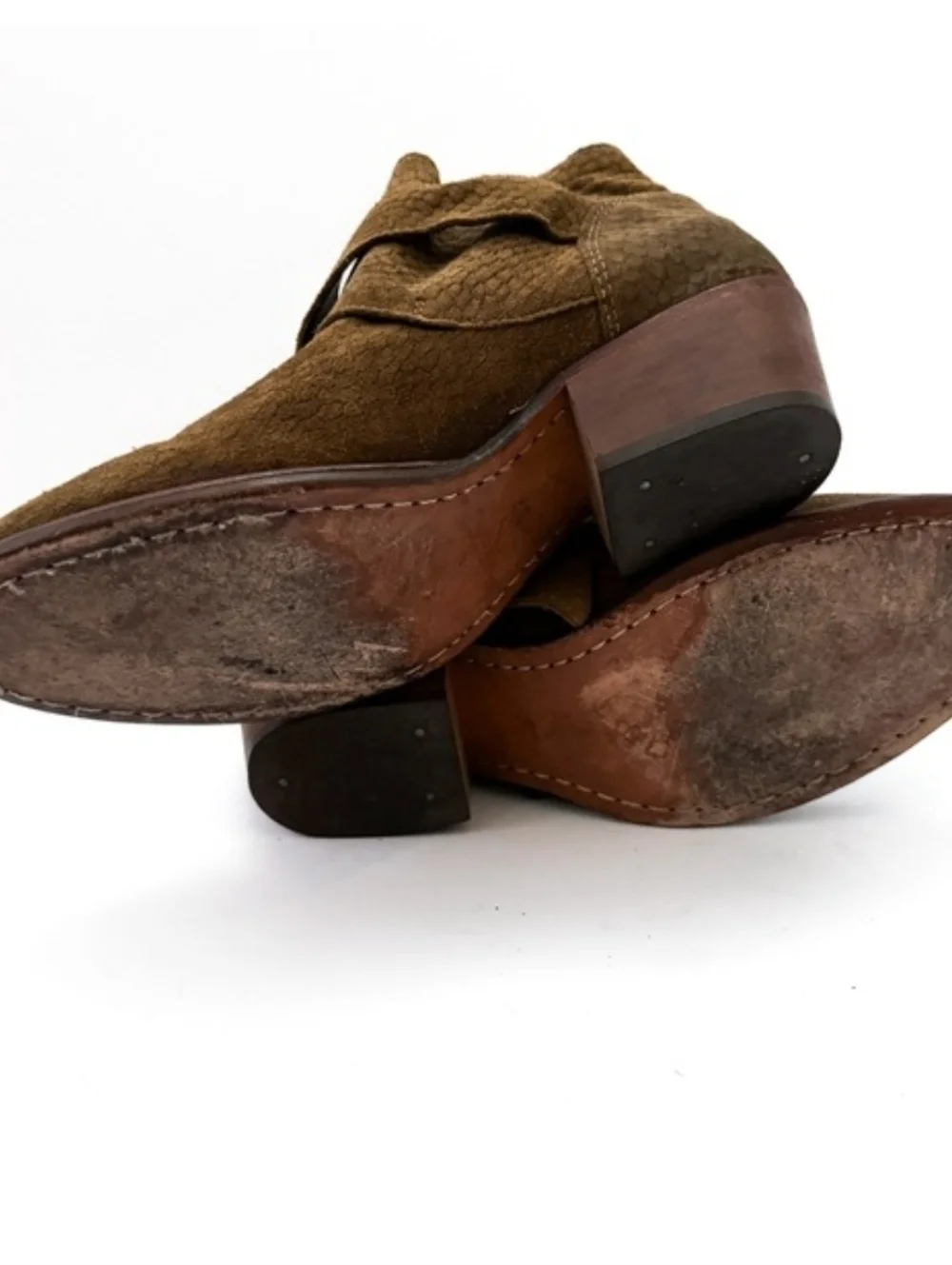 Free People Tan/ Chestnut Belted Suede Leather Ankle Boots Booties Size 39/8.5